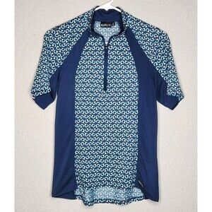 Kerrits Women's 1/4 Zip Shirt -Horse Equestrian Active- Blue Patterned Small